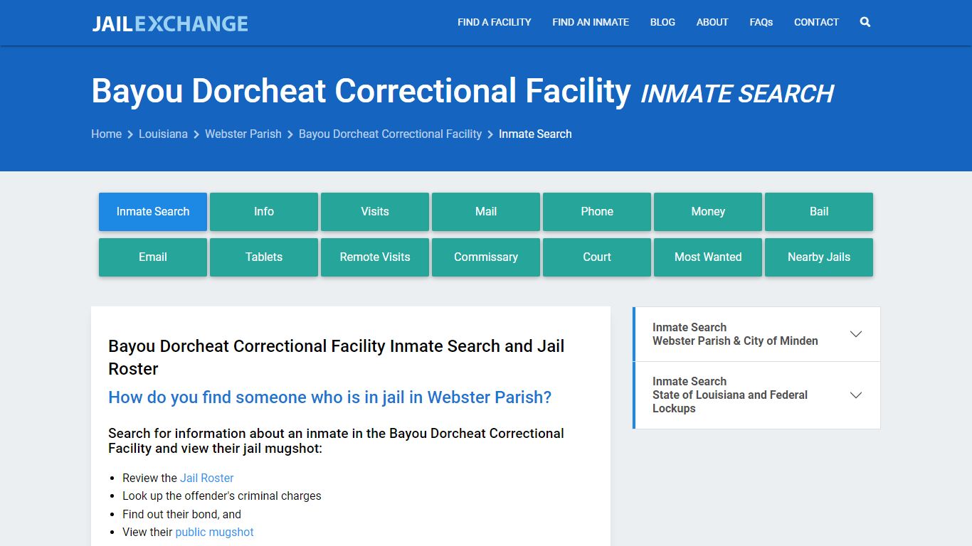 Bayou Dorcheat Correctional Facility Inmate Search - Jail Exchange