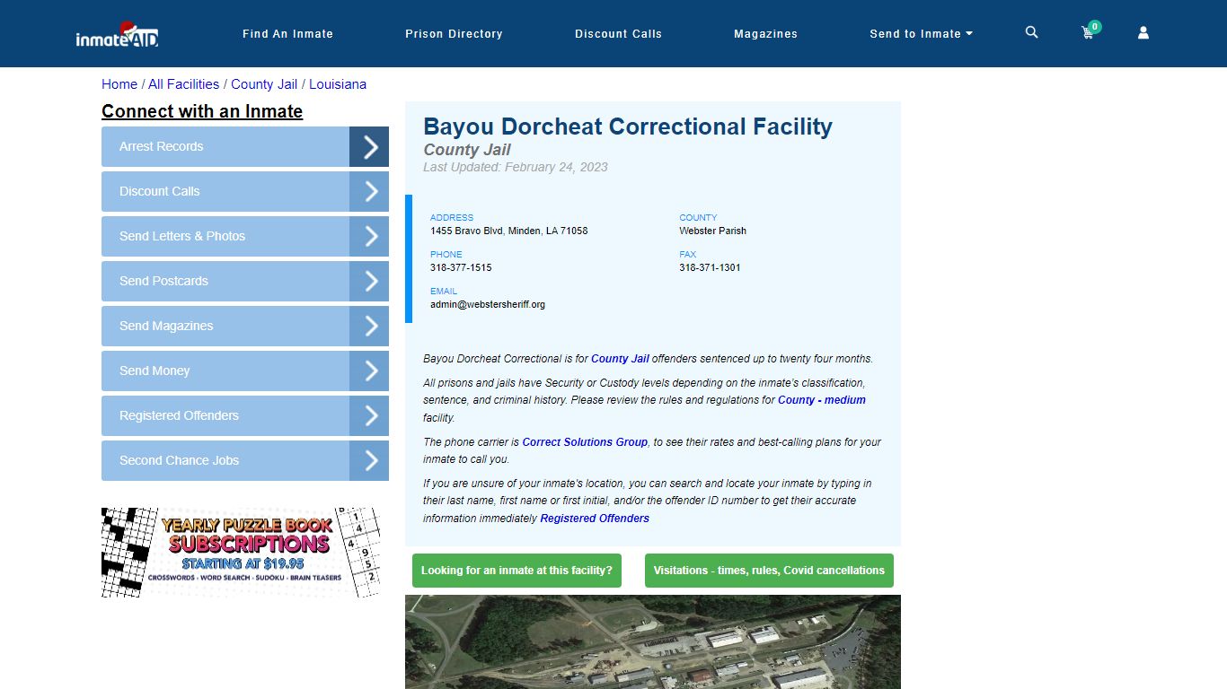 Bayou Dorcheat Correctional Facility - Inmate Locator - Minden, LA