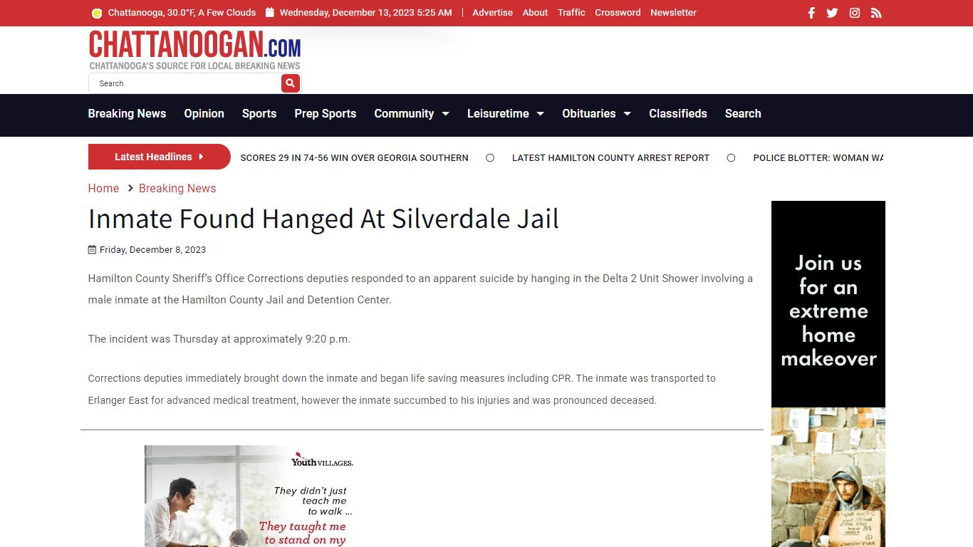 Inmate Found Hanged At Silverdale Jail - Chattanoogan.com